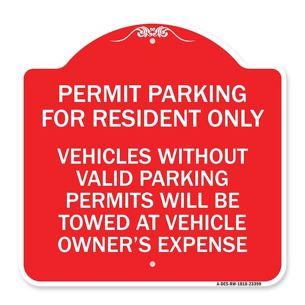 Parking Permit Permit Parking for Residents Only Vehicles Without Valid Parking Permi, RW-1818-23399